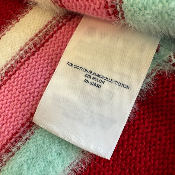 Lands End Open Front Cardigan Sweater Womens XL Extra Large 14-16 Red Pink White - Picture 5 of 9